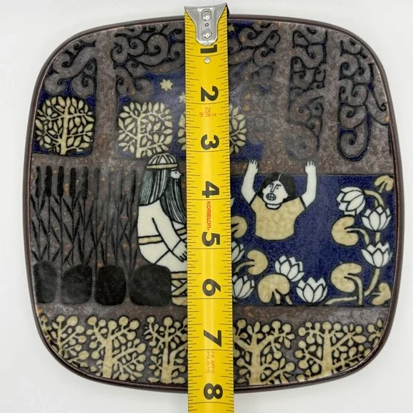 Arabia Finland 1981 Kalevala Annual Plate Raija Uosikkinen Joukahainen 8" Square - Picture 3 of 3